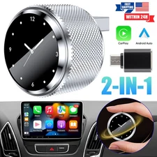2in1 USB Auto Wireless CarPlay Adapter+Clock For iPhone Apple Dongle Plug＆Play..