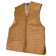 60s 70s Vintage Rare Men's Quilted Tan Leather Jacket Vest Rare Paris