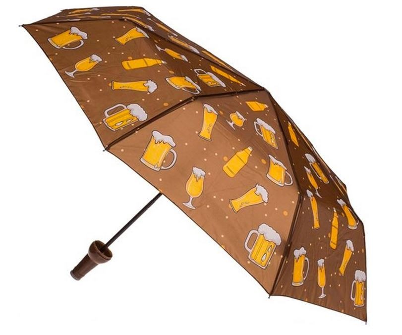 Umbrella in the shape of a beer bottle.  Ideal gift for Dad
