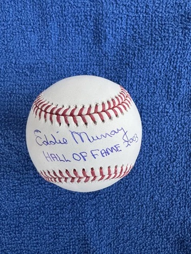 EDDIE MURRAY SIGNED AUTOGRAPHED HALL OF FAME 2003 OML BASEBALL JSA COA ORIOLES