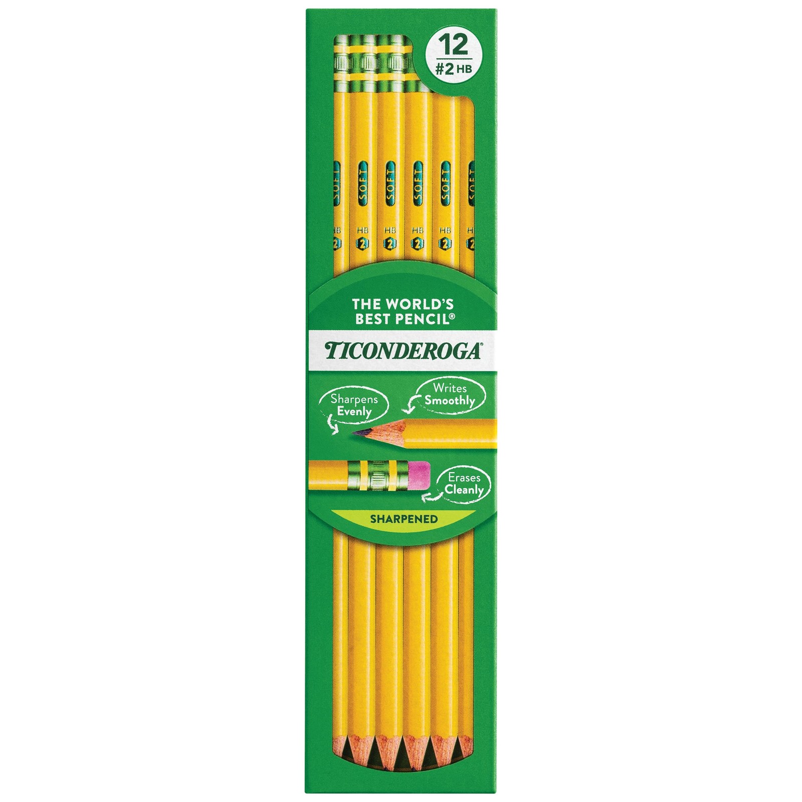 Ticonderoga Wood-Cased Pencils, Pre-Sharpened, 2 12 Count (Pack of 1), Yellow 