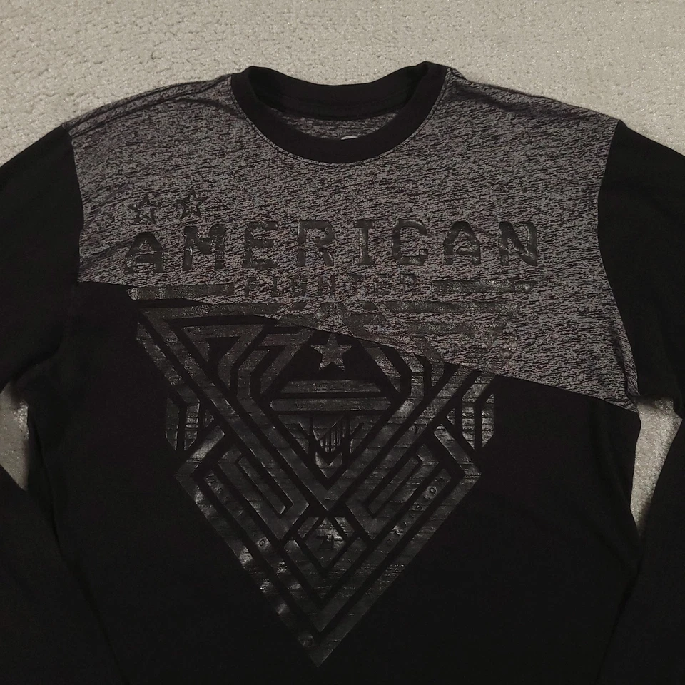 American Fighter Shirt Mens Large Gray Black Long Sleeve Athletic Buckle MMA Top - Image 3 of 4