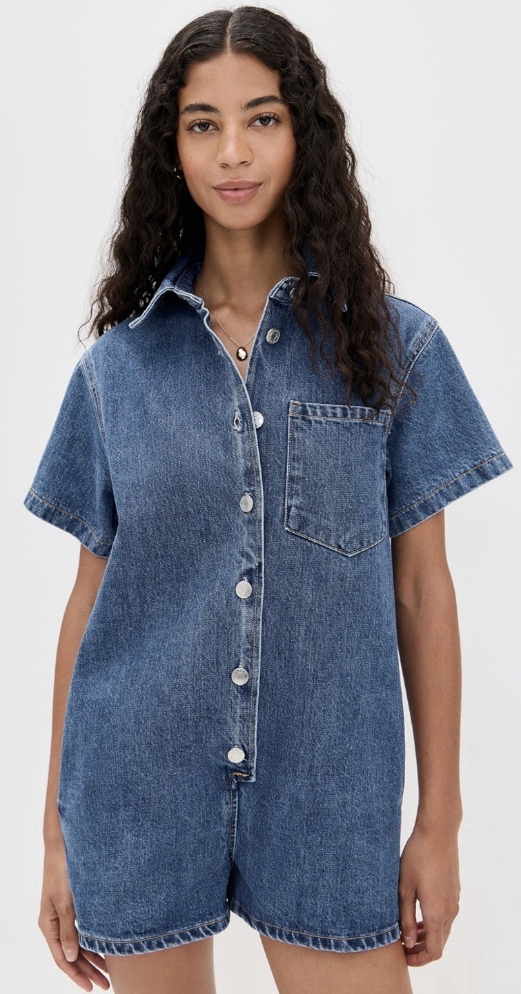 PARKE Short Sleeve Romper Blue Denim Size S