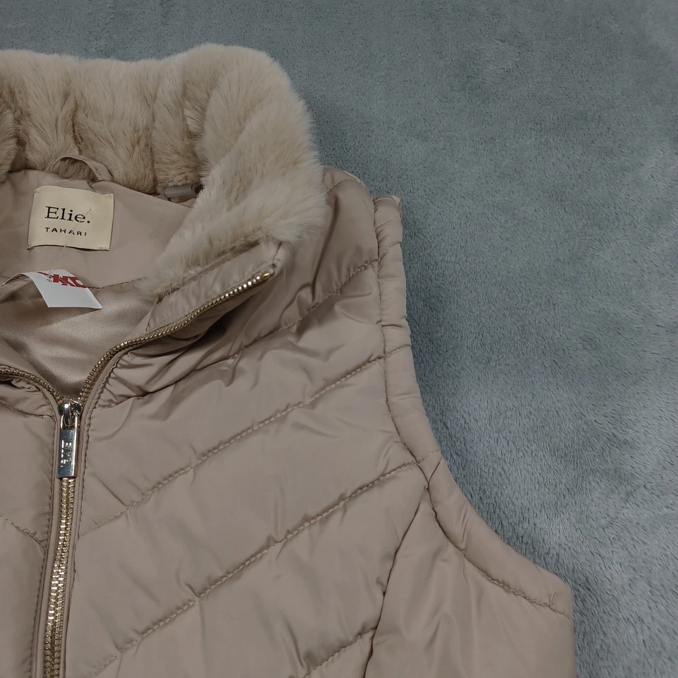 Elie Tahari Veset Womens Small Brown Faux Fur Full Zip Pockets NWT - Image 2 of 4