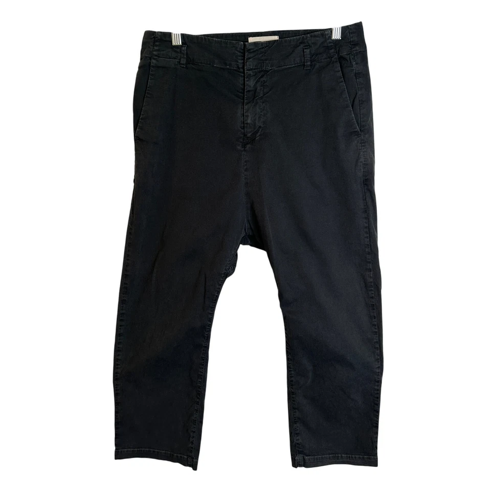 Pantalones Nili Lotan 6 holgados París algodón entrepierna caída recortada chic lavado negro azul Foto 3 de 4