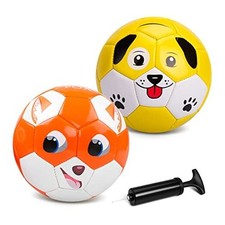 Toddler Soccer Ball Size 2 - Small Soft Kids Ball 2 Pack for Ages 1-3 3 Fox Dog