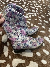 old west girls boots 1 floral Shimmer Purple Euc Cowgirl