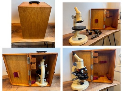 Wild Heerbrugg M11 Phase Contrast (Fluotar) Microscope with Original Wooden Box