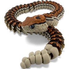 Flexi Rattlesnake Figurine 24 Inch Articulated 3D Printed Snake with Glass