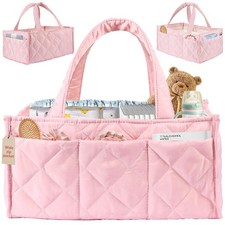 Baby Diaper Caddy Organizer, Nursery Storage Basket for Newborn Essentials, T...