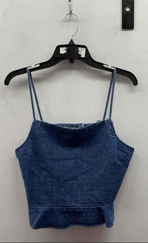 American Eagle Women's Blue Denim Smocked Peplum Cami Tank Top NWT Sz L