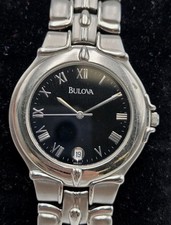 Bulova Quartz 34mm Stainless Steel Black Date Dial Men's Watch