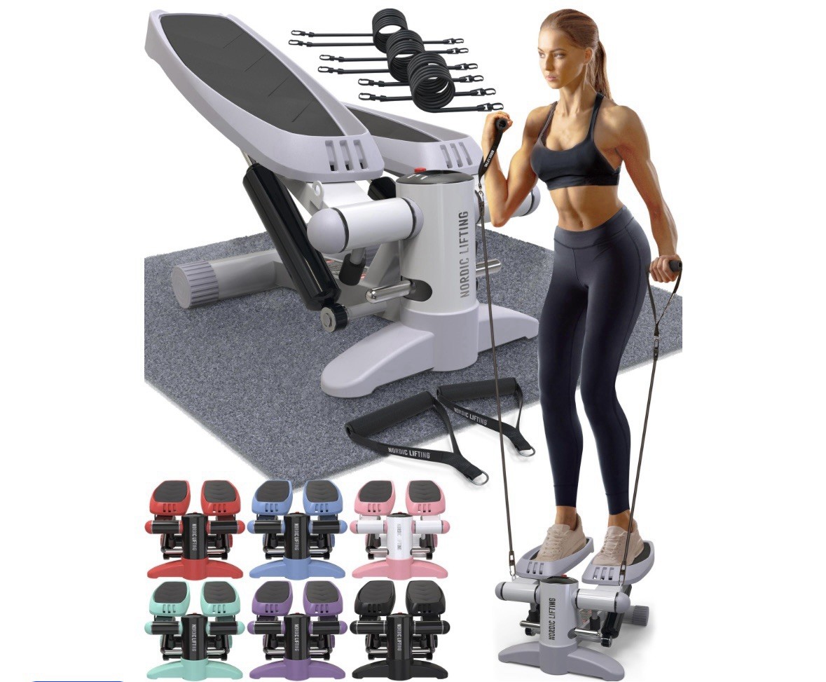 Resistance Bands Mini Stepper Machine Sunny Health Pink Stepper