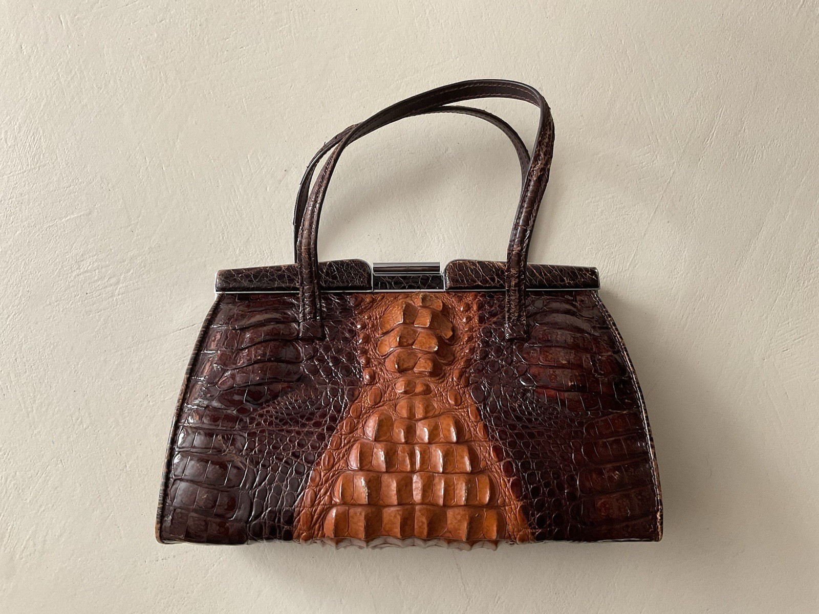 Vintage Real Crocodile -Alligator Handbag -Purse -Hornback Gorgeous Colors RARE