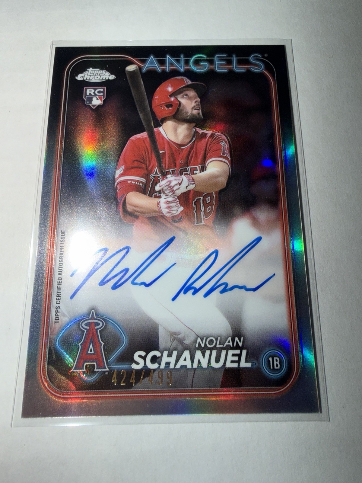 Nolan Schanuel 2024 Topps Chrome RC AUTO Rookie REFRACTOR 426/499 RA-NS Angels