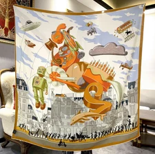 70% Cashmere 30% Silk 2 Face Scarf Shawl Wrap 135X135cm Flying Horse Print new