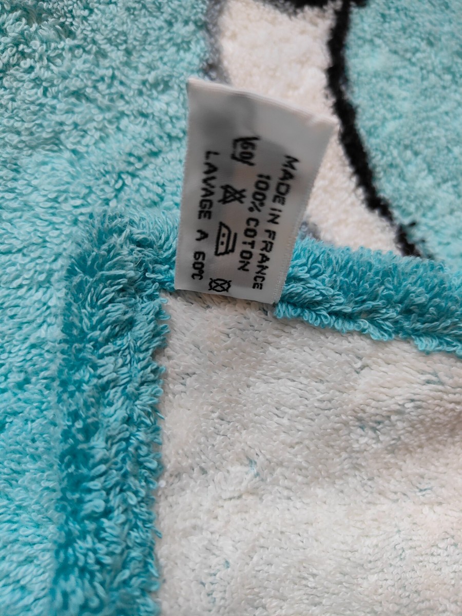 HERMES Paris Small Bath Towel Bath Mat Cotton 100% Dalmatian Blue