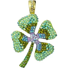 Kirks Folly  Enchanted Four-Leaf Clover Foldover Pendant  goldtone