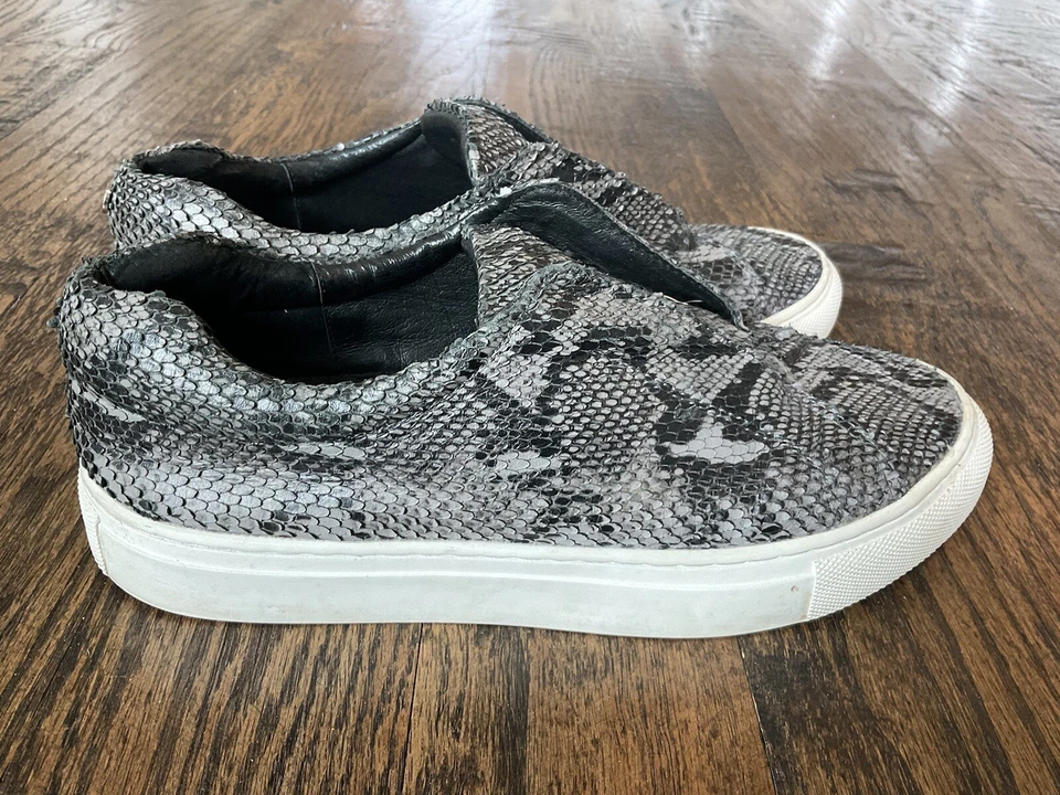 J Slides NYC Slip On Snake Print Sneakers Gray/Black Women's US Size 7M - Image 3 of 4
