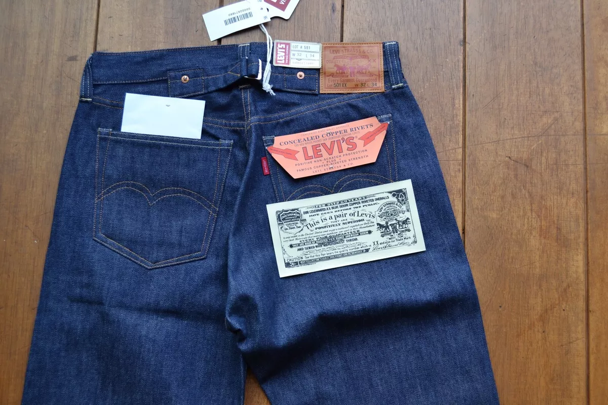 LVC Made in USA 1937 501 XX Jeans Rigid NOS Levis Vintage Clothing Big E  Cinch