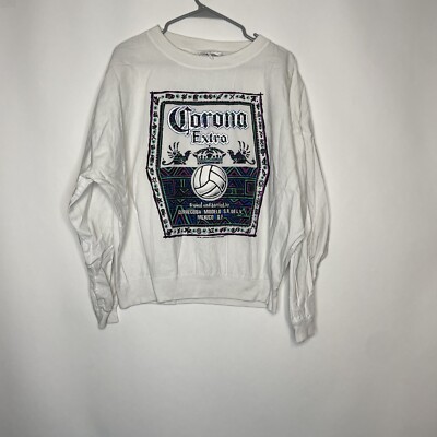 Vintage Corona Extra Crewneck Volleyball White Size Small Lightweight