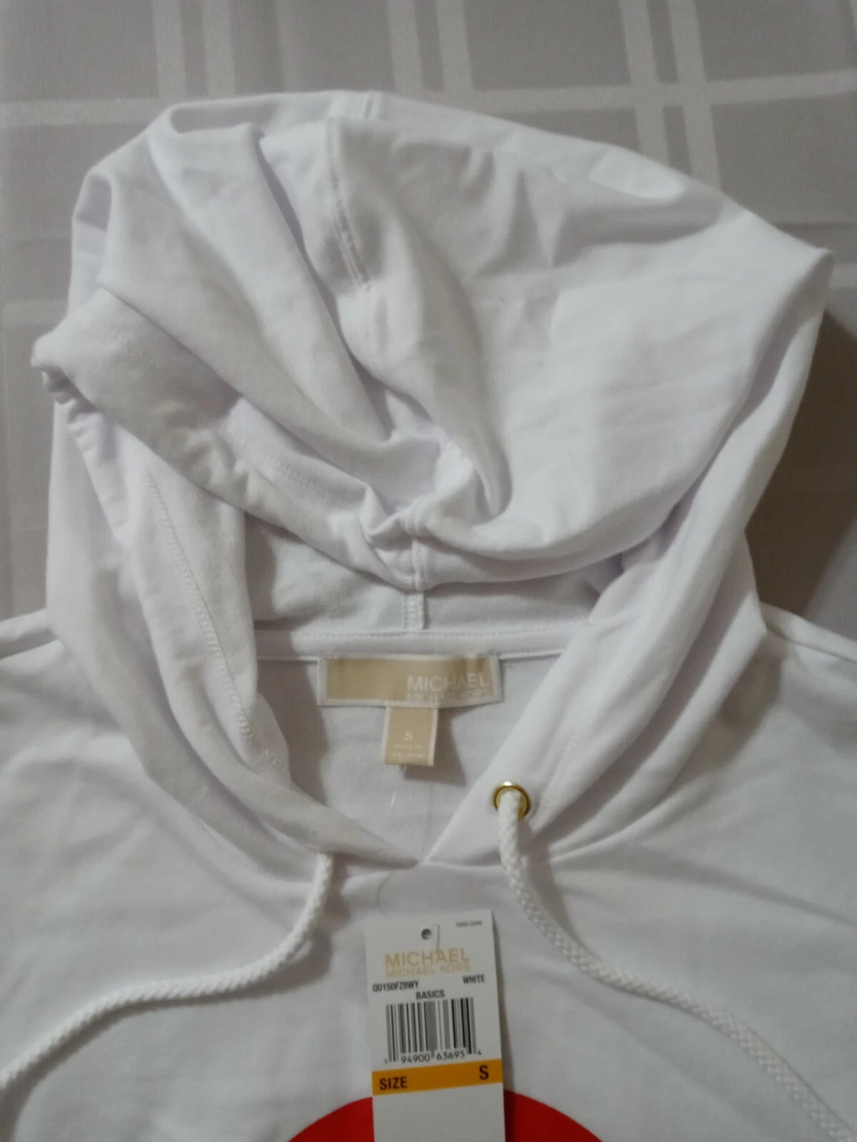 Felpa felpa Michael Kors donna bianca Pride MK logo nuova con etichetta taglia S