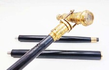Vintage Brass Telescope Top Wood Walking Stick Cane Compass Antique Gift Parents