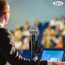 2Pcs Universal 180° Microphone Clips Clamp Holder For Wired/ Wireless Mic Stand