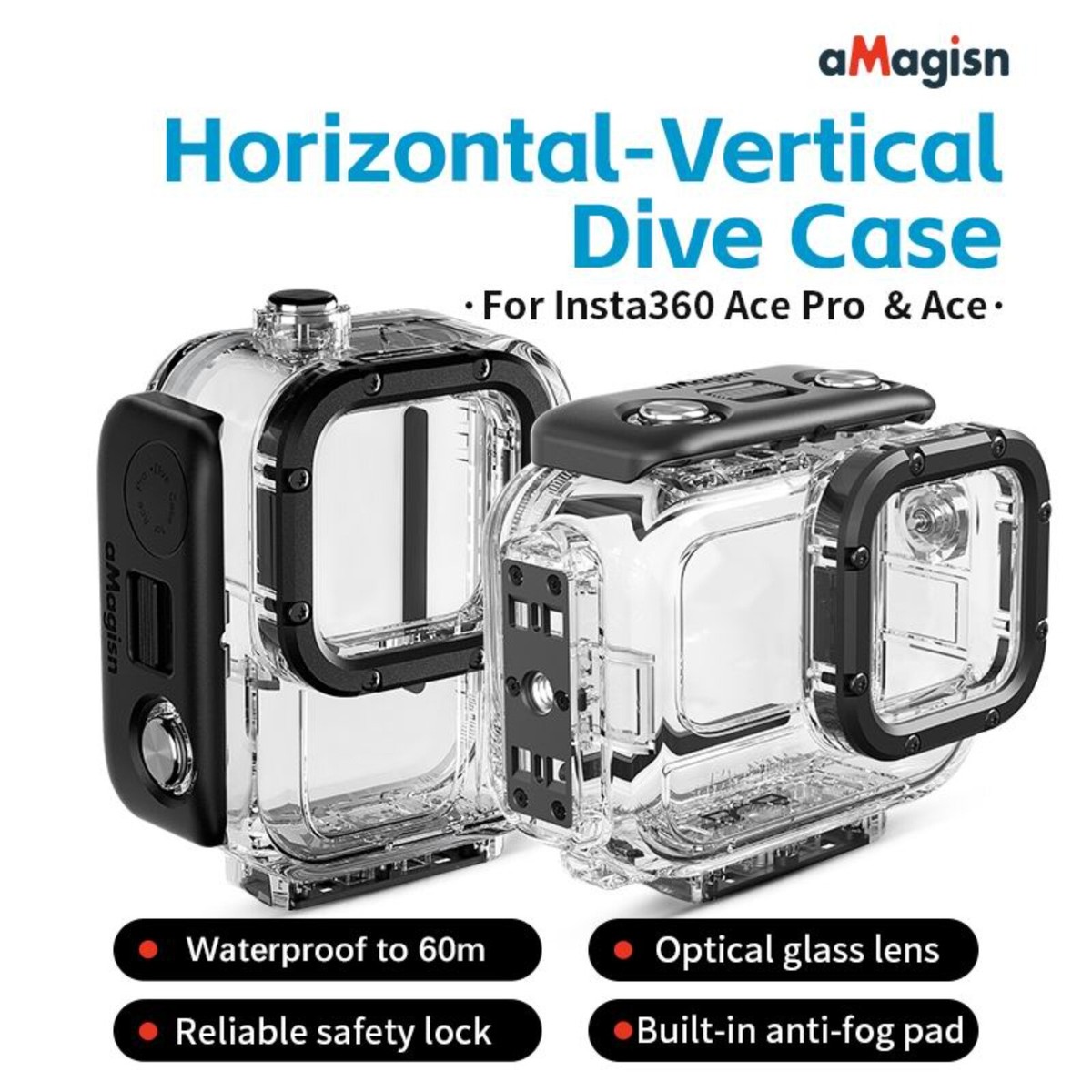 Waterproof Horizontal-Vertical Dive Case Accessory For Insta360