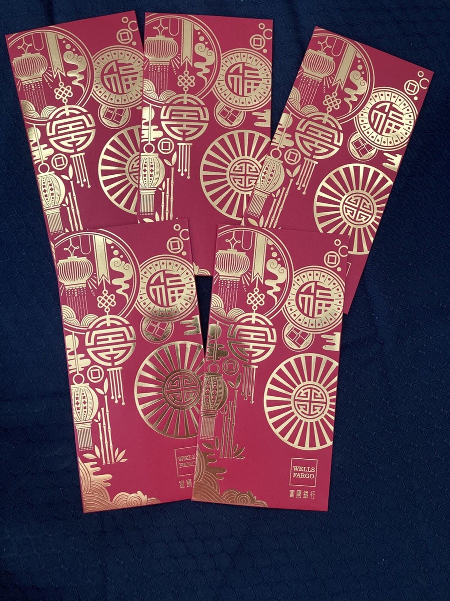 New! Wells Fargo Bank Chinese Lunar New Year Red Envelopes~ Pack