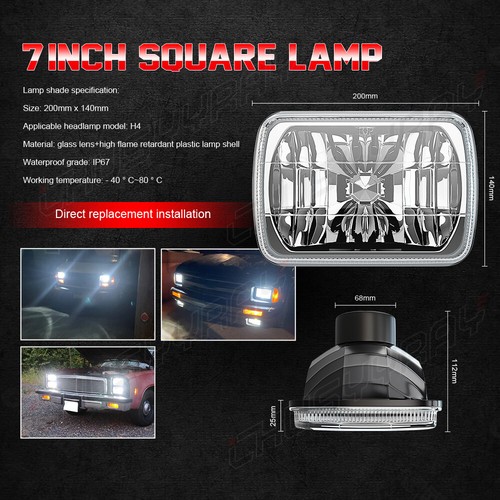 Pair 5x7 7x6" LED Headlights Hi-Lo For Ford F650 F750 F250/350/450 Super Duty - Picture 4 of 12