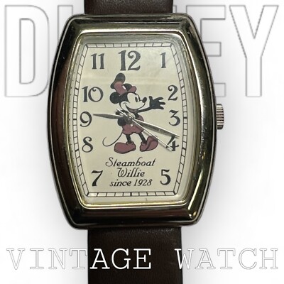 Disney Mickey Mouse as 1928 Steamboat Willie 32mm Wristwatch Leather Band 