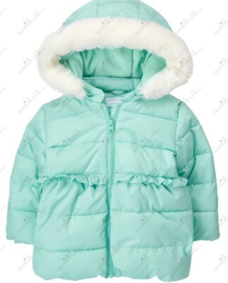 Gymboree Girls 3T Baby Blue Ruffle Puffer Coat ''Ready Jet Go'' NWT Winter Coat
