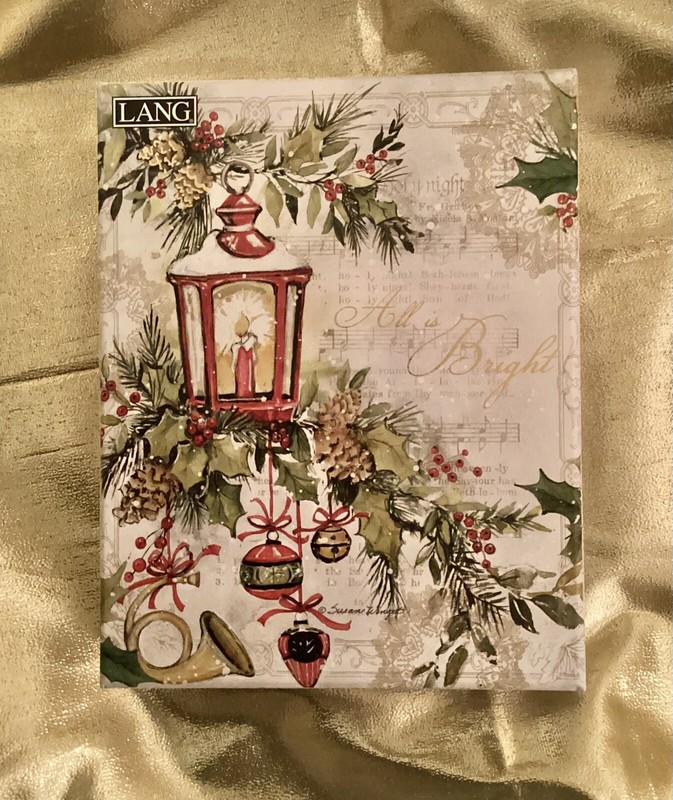 Lang Linen Embossed Boxed Christmas Cards “All Is Bright” 18 Cards 19 Envelopes