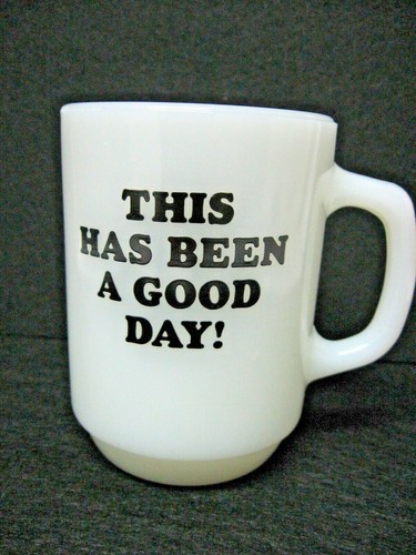 SNOOPY good day FIRE KING mug WOODSTOCK Anchor Hocking - Picture 2 of 4