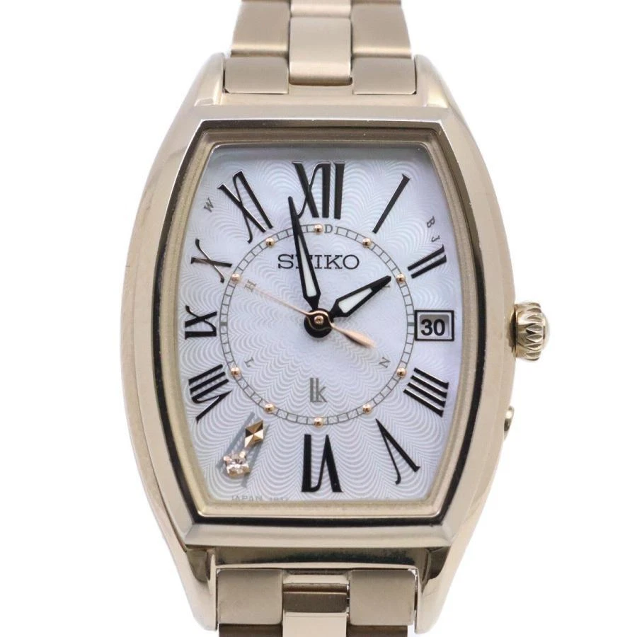SEIKO LUKIA Diamond SSQW046 Solar Shell Dial Gold Titanium 1B32