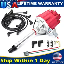 For Chevy SBC 305 350 BBC 454 Block V8 HEI Distributor+Spark Plug Wires+Pigtail