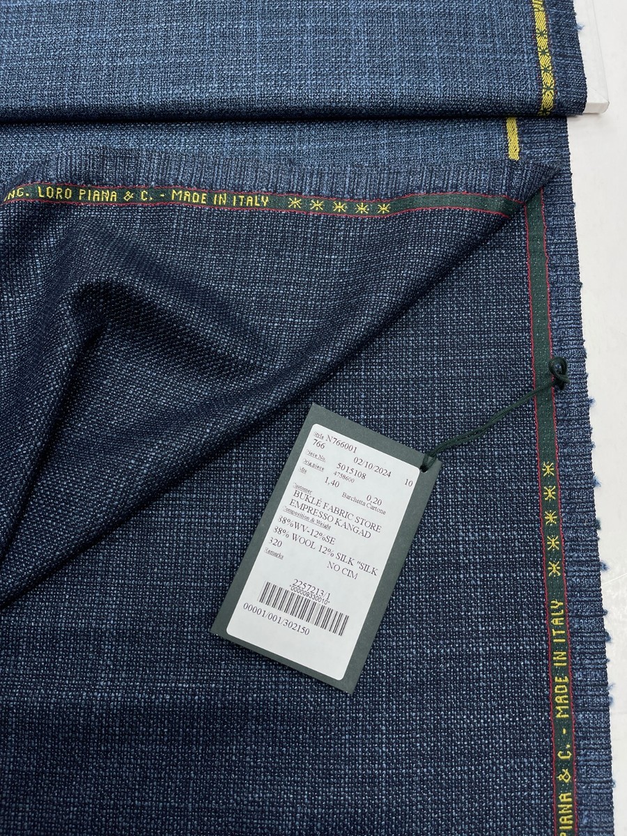 LORO PIANA SILK AIR Suiting Fabric Navy Blue Wool Blend Jacketing