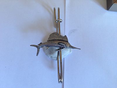F13 Sailfish  kilt pin Scarf or Brooch pin pewter emblem 3'' 7.5 cm