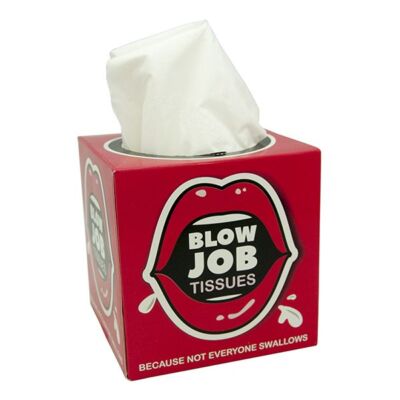 BLOW JOB TASCHENTÜCHER NEUHEIT BOX MIT WEISSEN TASCHENTÜCHERN IN LUSTIGER BLOW JOB SEX TASCHENTUCHBOX