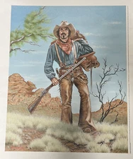 Large Tom Oliver "M.Q." Printers Proof Western Art - Tom Selleck - Quigley Movie