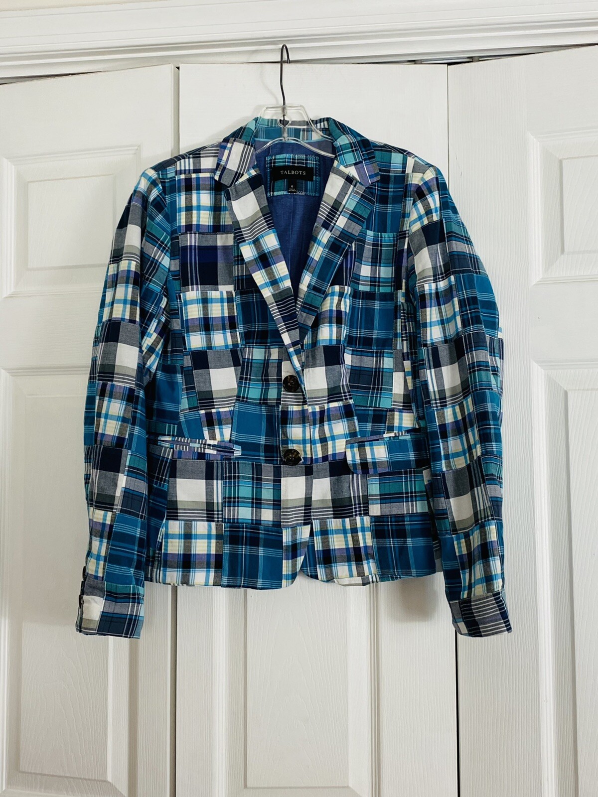 Talbots Women’s Patchwork Plaid 2 Button Blazer J… - image 1