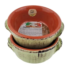 NWT~De Silva TERRE D'UMBRIA~2 Pc  Rustic Green Casserole Soup Chili Bowl Handles