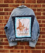 Vtg Blue Denim Jacket Roald Dahl Georges Marvellous Medicine Ribbon Coat Xl