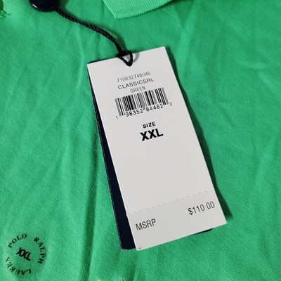 POLO ラルフローレン NWT Polo Ralph Lauren Polo Shirt Men's XXL Green Classic Fit Soft