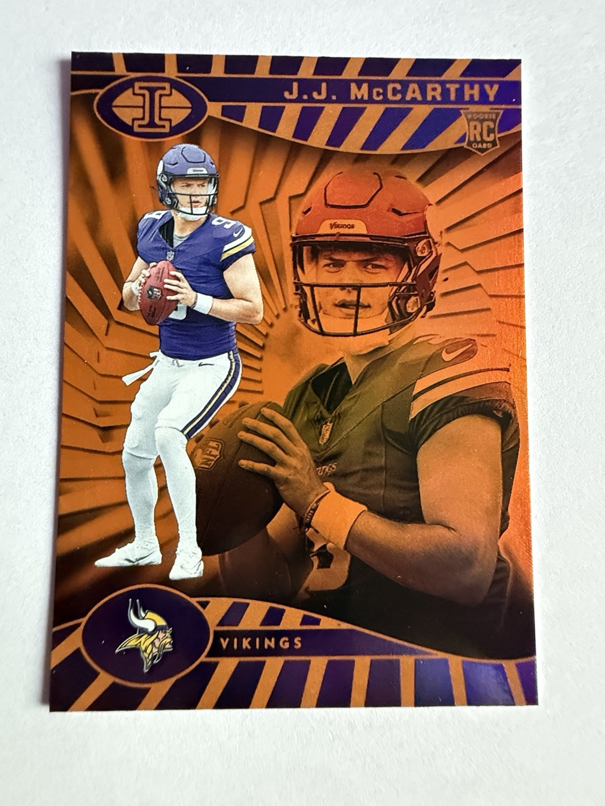 2024 Panini Illusions - J.J. McCarthy #100 Trophy Collection Orange (RC)
