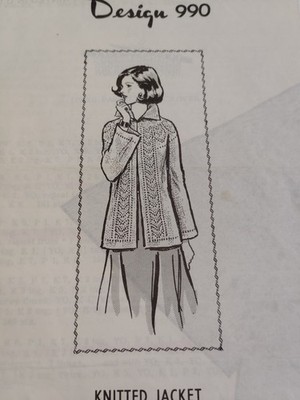Design 990 Knitted Jacket Cardigan Pattern Leaflet Page VTG Mail Order Ladies
