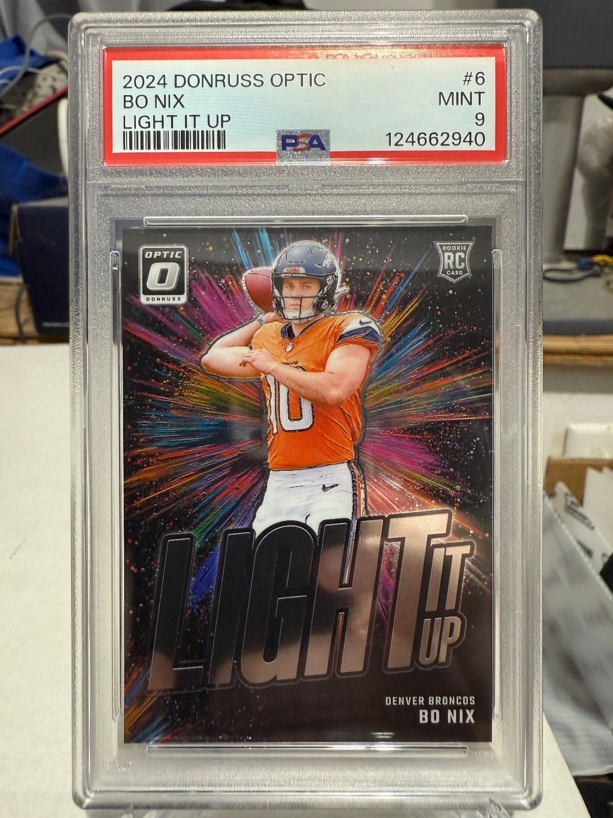 2024 Panini Donruss Optic - Light It Up Bo Nix #6 (RC) PSA 9