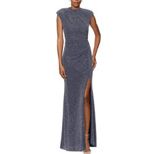 Betsy  Adam Sleeveless Mock-Neck Glitter Gown MSRP 279