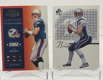 2002 Playoff Contenders - Tom Brady #7, 2002 SP Authentic #1.   Beckett BV $90